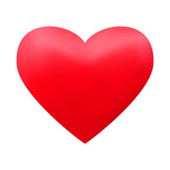 Red realistic heart icon on white background. 3d vector illustration.