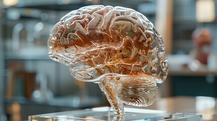 3D hologram of human brain structure on display for educational purposes