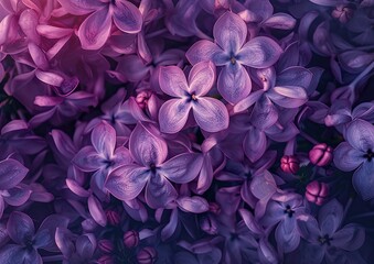 A Sea of Purple Lilacs: Macro View of Spring Blooms