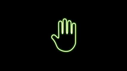 Neon line Stop hand sign icon. Do not enter stop red sign with hand icon. Prohibition sign. Stop...
