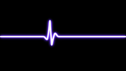Neon glowing heartbeat or pulse rate line. Health and Medical concept. EKG Pulse line, cardiogram...