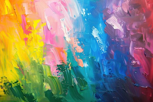 Vibrant Abstract Rainbow Color Background with Textured Brush Strokes