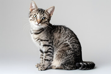 Portrait of a cute  sitting cat, generative ai image