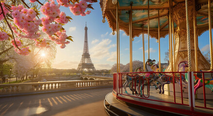 Paris in spring, carousel in Paris