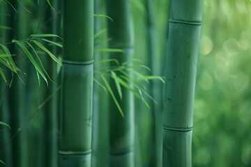 Fototapeta na wymiar A bamboo tree with lush green leaves growing in a natural setting