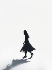 A girl in a dress is walking. Illustration on a white background.