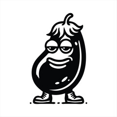 Eggplant Fruit Emoji Vector Design. Art Illustration Agriculture Farm Product.