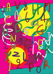 font and number abtract colorful
