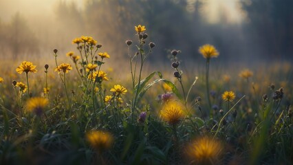 field of dandelions flowers. wallpaper