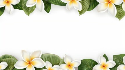 Frangipani flowers border, elegant greeting card design with ample space for text or design elements
