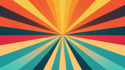 Bright sunburst background. Rays diverging from a central point. Abstract graphic design horizontal banner. Digital artwork raster bitmap. AI artwork.