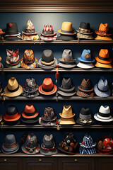Themed party hat display: A display of themed party hats for various occasions, from birthdays to holidays.