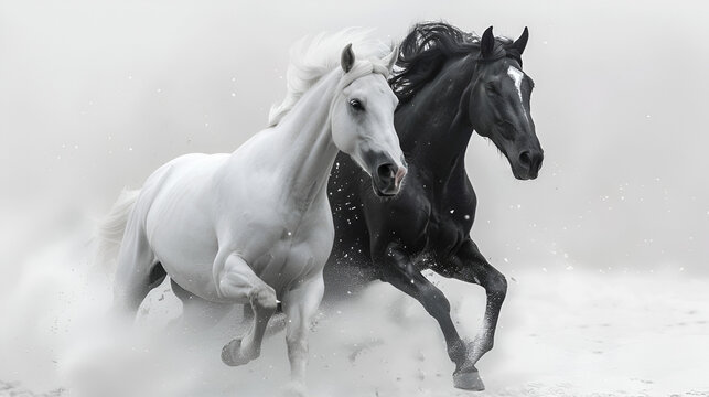  white and black horse. genertive ai  
