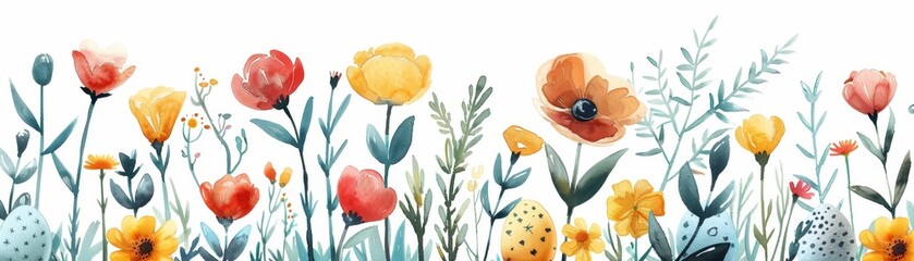 Obraz na płótnie Canvas Hand-Drawn Floral and Egg Dot-to-Dot Pattern: Creative Spring Decoration Idea
