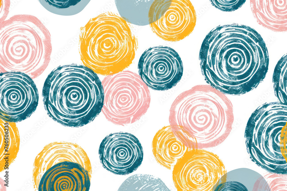 Poster seamless pattern with doodle circles randomly distributed, abstraction illustration.