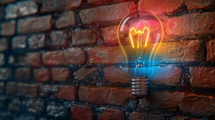 Neon lights brighten empty space with radiant glow of a light bulb in an illuminated display - obrazy, fototapety, plakaty