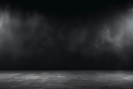 A cement floor background with smoke. AI technology generated image
