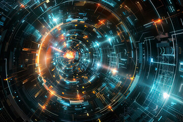 Obraz premium Abstract Network Technology Space Special Effects Background. AI technology generated image