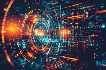 Obraz premium Abstract Network Technology Space Special Effects Background. AI technology generated image