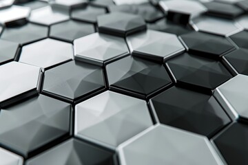 hexagon gray black white Technology concept 3D rendering. Futuristic, beautiful, modern.