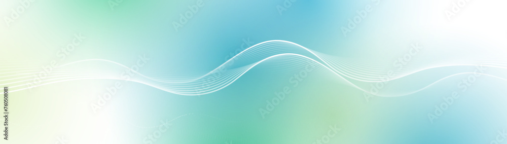 Poster abstract background with white glowing wavy lines pattern in blue background. modern minimal trendy 