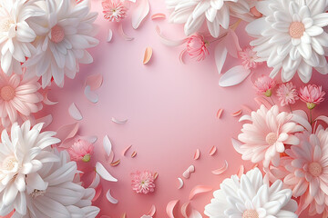 3D blooming petal background. AI technology generated image
