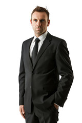 Portrait of a white man in a business suit isolated on a white background as transparent PNG

