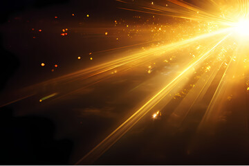 Fototapeta na wymiar golden light with glare, featuring rays ofartificial light shining brightly, generative ai