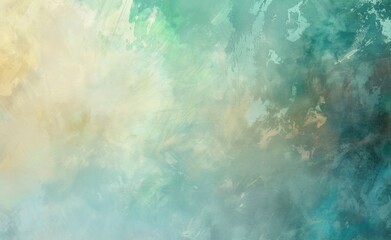 Pastel Abstract Background with Soft Blue, Green, and Golden Brush Strokes Texture