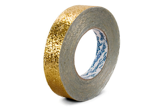 Gold glitter tape roll on a transparent background