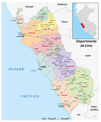 Administrtive vector map of the Peruvian region Lima - 760512836