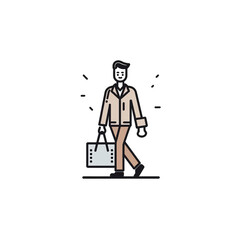 a person with a bag in the signs style, use simple line draw сreated with Generative Ai