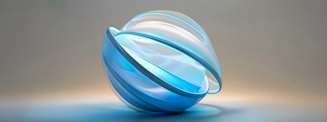 A blue and white sphere with a blue center