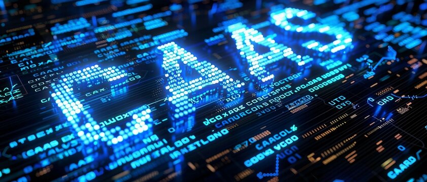 Digital blue matrix binary code forms the acronym CaaS , symbolizing the concept of Containers as a Service.
