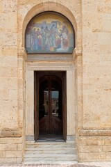 Doorway to The Presentation of the Virgin Mary Holy Metropolitan Church, Chania, Crete, Greece.