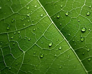 Foto op Canvas Water drops on leaf in jungle © Ayyan