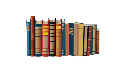 vecchi libri accatastati, illustrazione su sfondo bianco