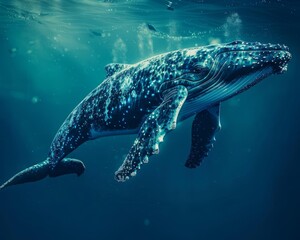 Naklejka premium Brain-computer interfaces enabling communication with whales, leading to ocean conservation breakthroughs