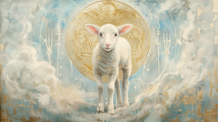 Religious painting of both Judaism and Christianity, focusing on the lamb as a symbol of innocence and purity.