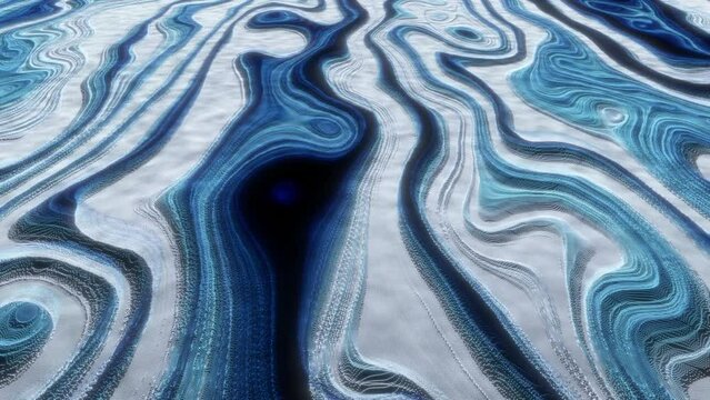 3D Animation of an abstract liquid texture consisting of many particles.