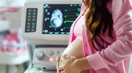 Pregnant women undergo examinations in hospitals with very sophisticated technology. Generate AI - obrazy, fototapety, plakaty