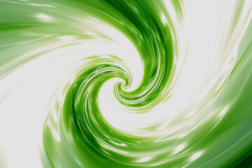 Abstract green shapes swirling on white background.