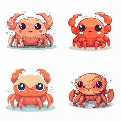 cute cartoon crab set sticker