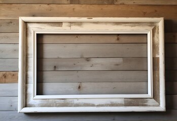 Rustic white frame on a reclaimed wood wall, generative AI