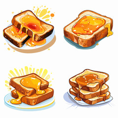 buttered toast grill bread delicious set