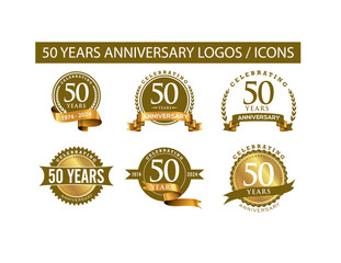 50 Years Anniversary Logos Icons