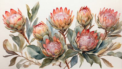 Watercolor Proteas