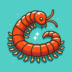centipede cartoon flat illustration animal