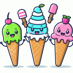 cartoon ice cream cone variant taste logo