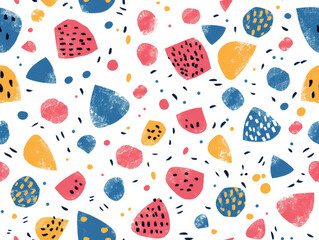 A colorful abstract pattern of shapes and circles